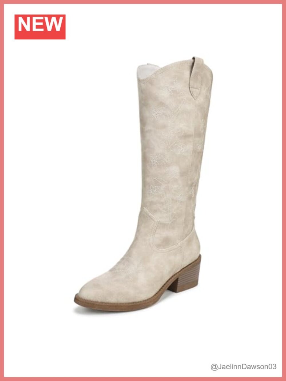 Women's Western Slip-On Boots Faux Leather Embroidery